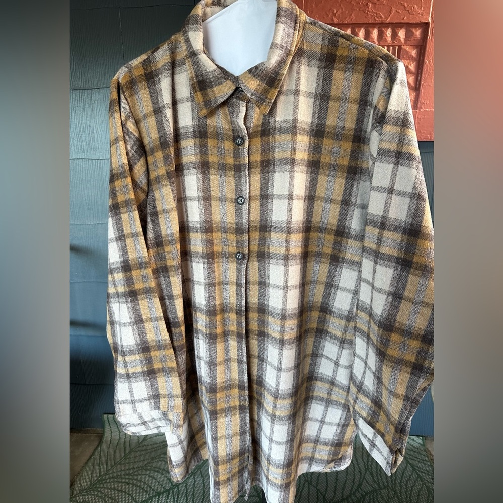 Adora Oversized Longline Plaid Shirt Jacket Shacket  2X (Like New)